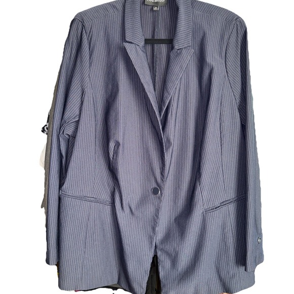 Lane Bryant Navy‎ Blue Pinstripe Blazer Jacket Women Plus Size size 22 preloved - Picture 2 of 12